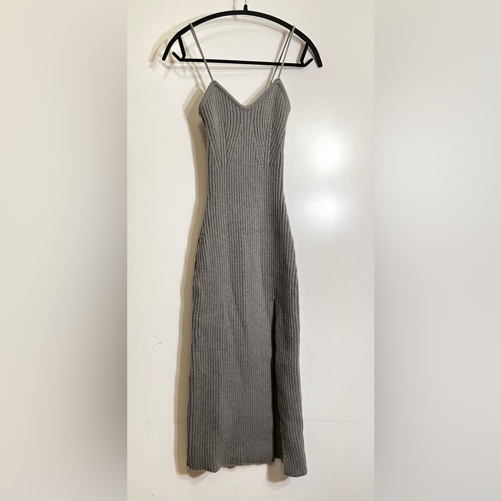 Cider Gray Knit Midi Dress